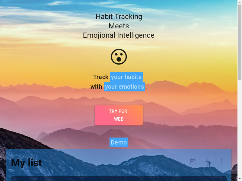 Habit Tracker with Emojional Intelligence Landing page