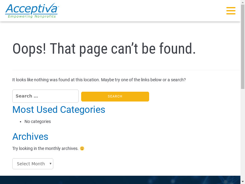 Acceptiva for Nonprofits Landing page