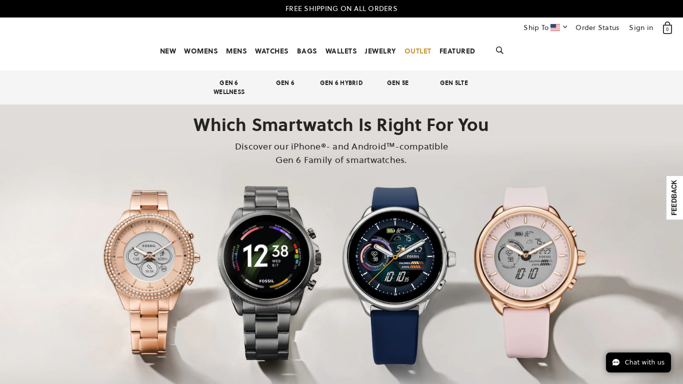 Fossil Sport smartwatch Landing page