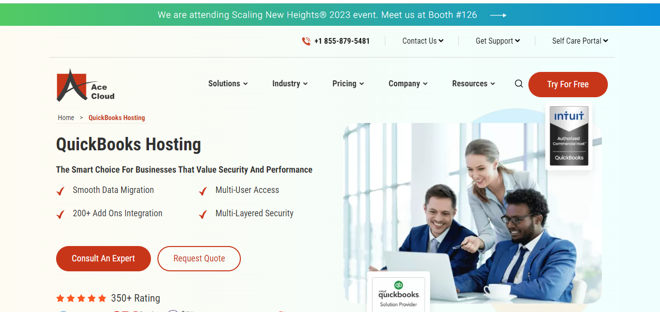 AceCloudHosting QuickBooks Hosting Landing page