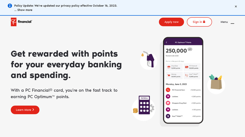 pcFinancials Landing Page