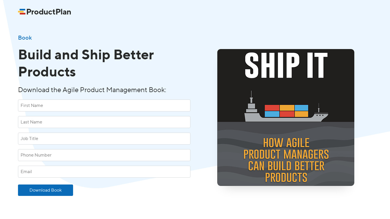 Ship It: Agile Product Management Landing page