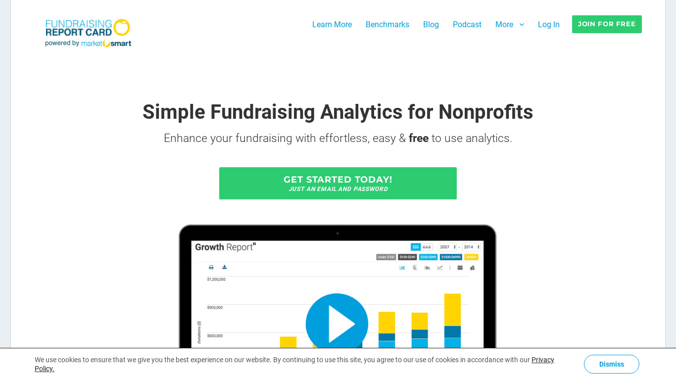 Fundraising Report Card Landing page