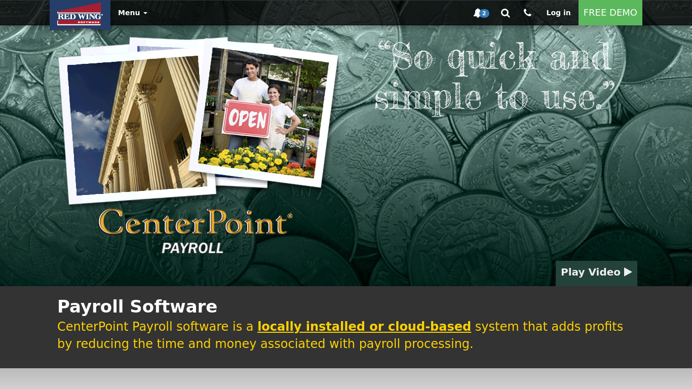 CenterPoint Payroll Software Landing page