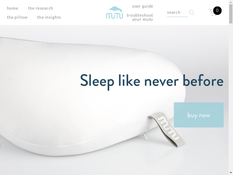 MUTU Pillow Landing page