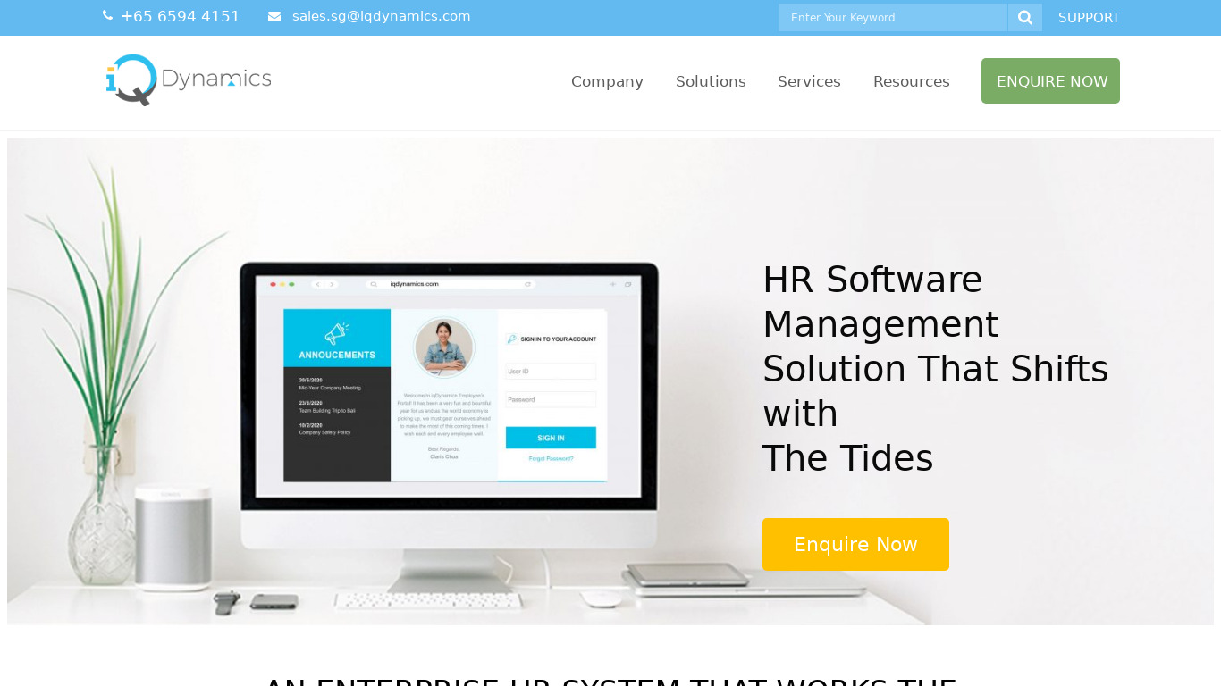 HRiQ Cloud Landing page