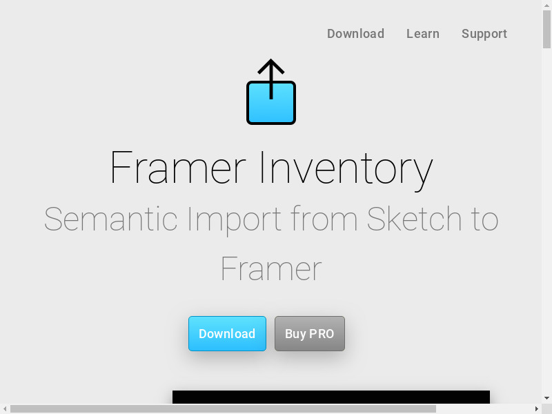Framer Inventory 3 for Sketch Landing page