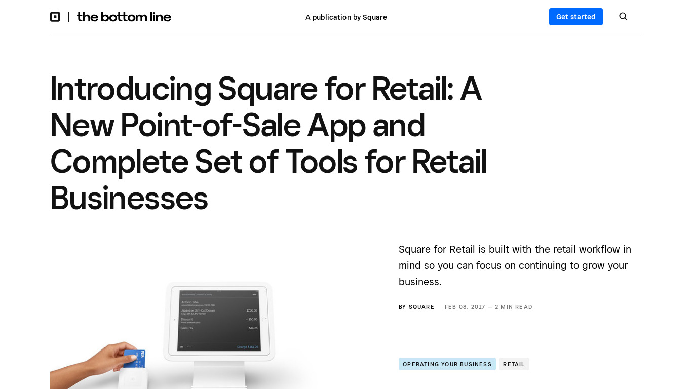 Square for Retail Landing page