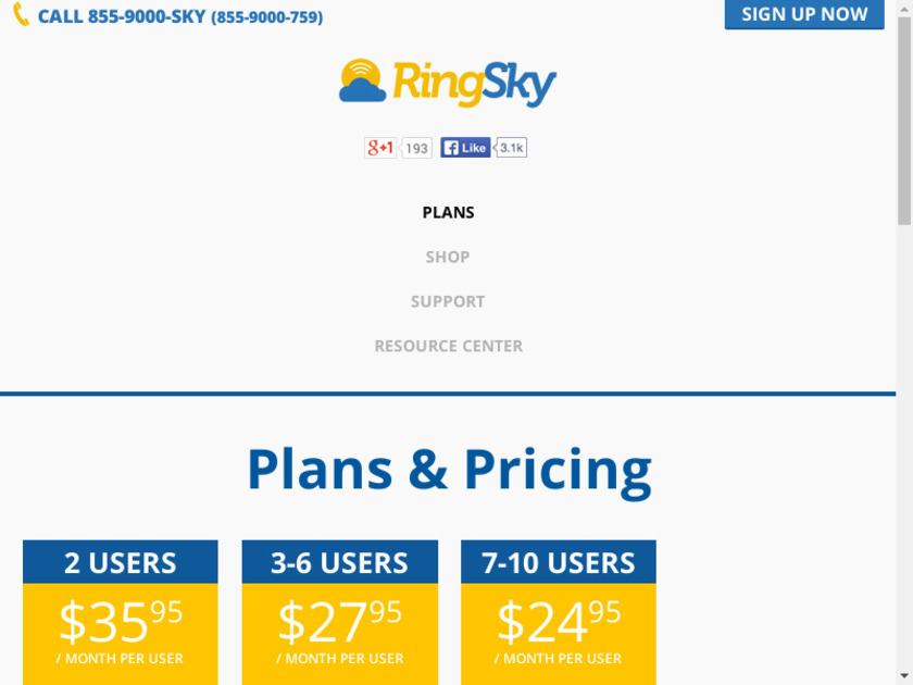 RingSky Landing Page