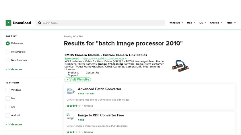 Batch Image Processor 2010 Landing Page