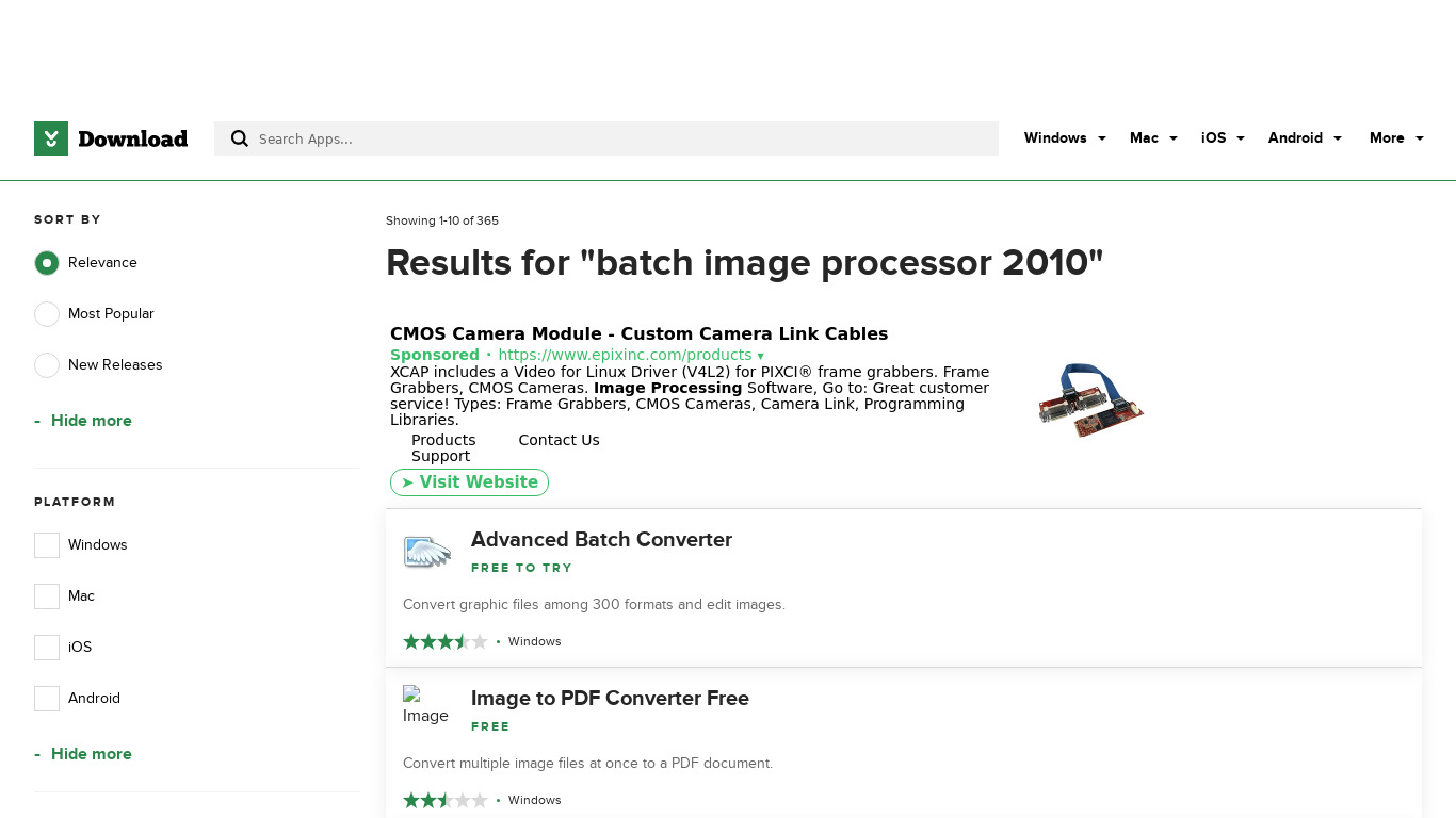 Batch Image Processor 2010 Landing page