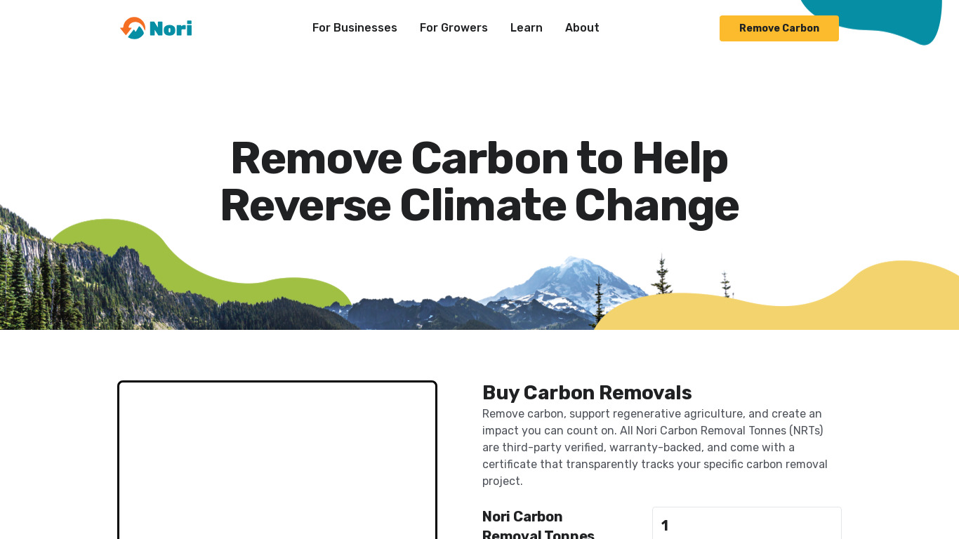Carbon Removal Market by Nori Landing page