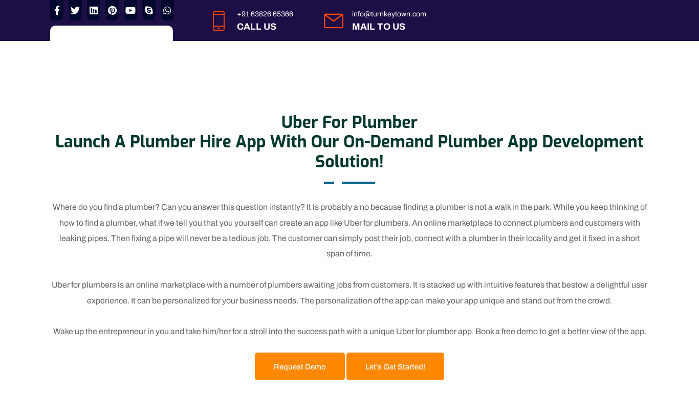 Plumber App Landing page
