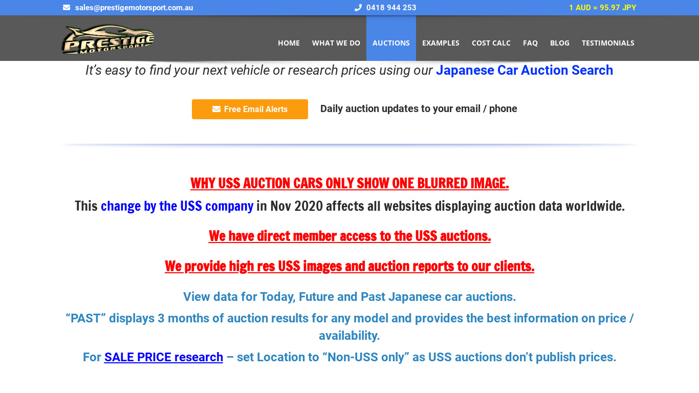 Japanese car auction online Landing page