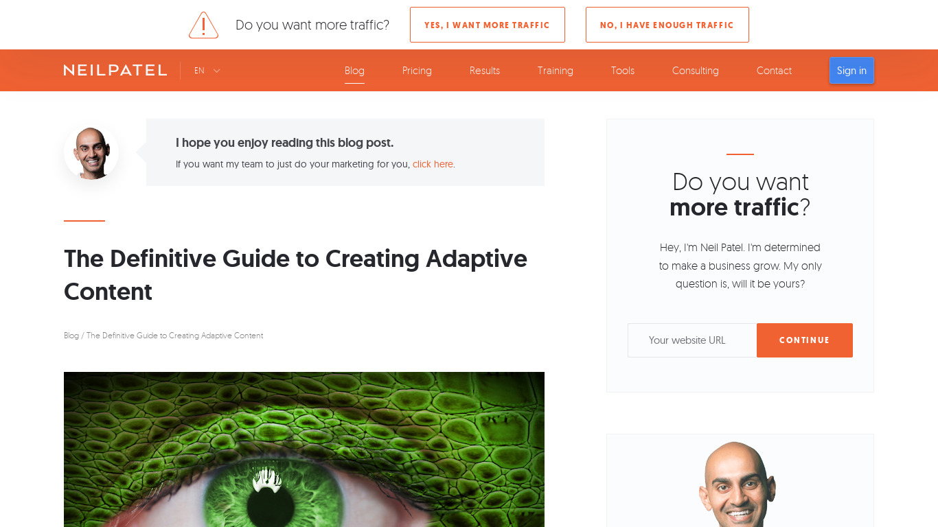Adaptive Content Landing page