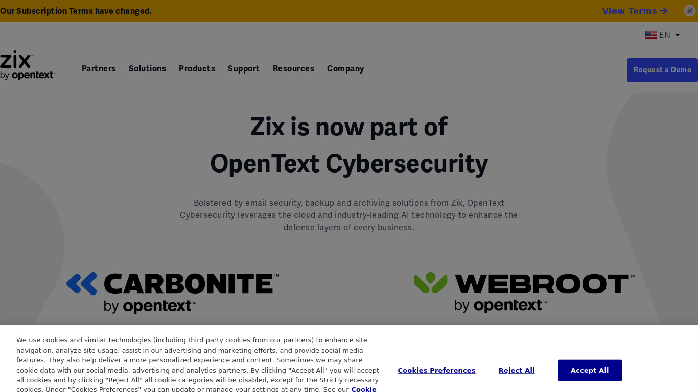 Zix Landing page