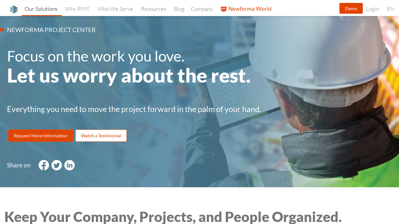 Newforma Project Center Landing page