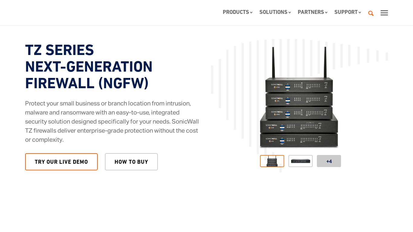 SonicWall TZ Landing page