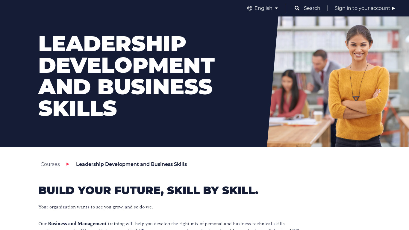 Skillsoft Leadership Development Program Landing page