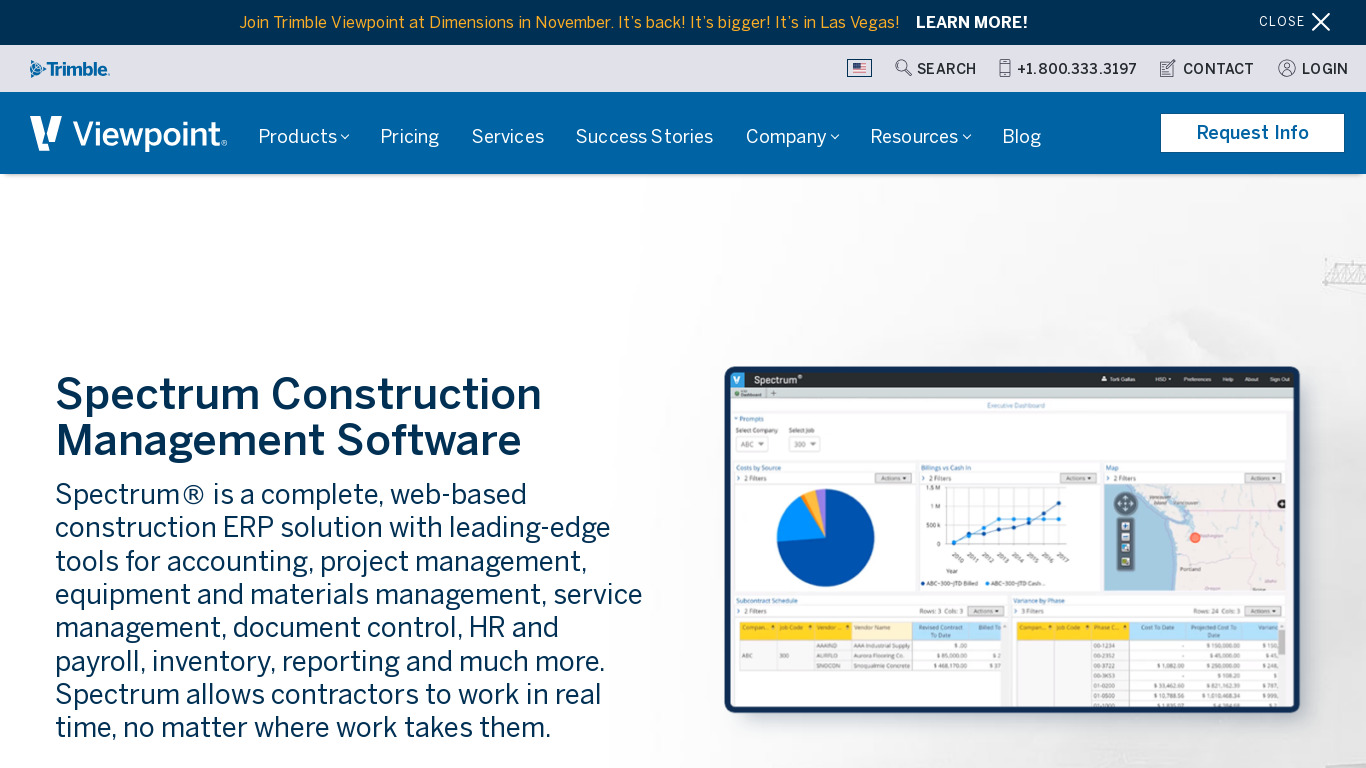 Spectrum Construction Software Landing page