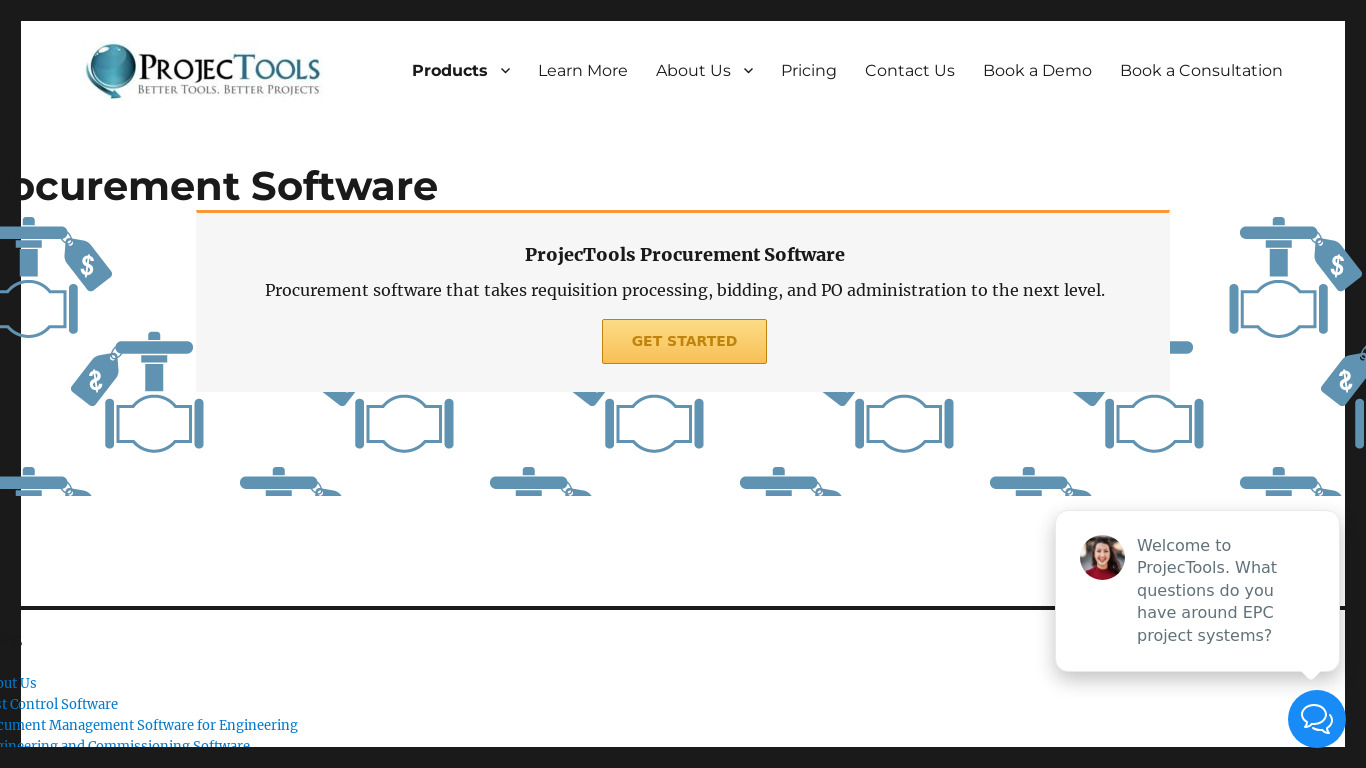 ProjecTools Procurement Landing page