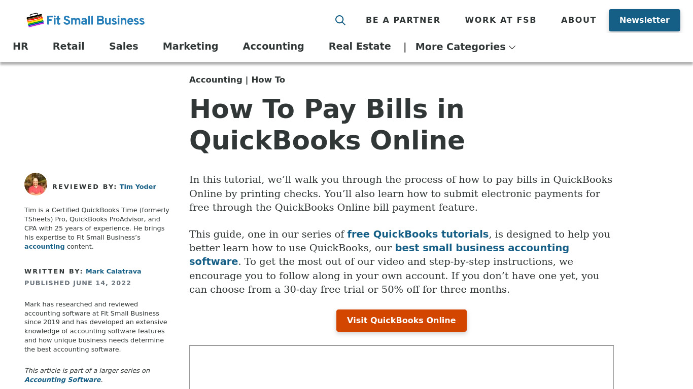 Bill.com for QuickBooks Online Landing page