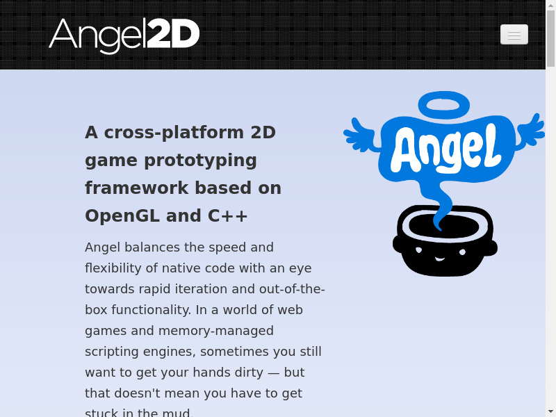 Angel2D Landing page