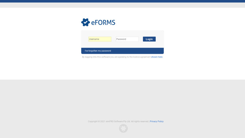 simPRO eForms Landing Page