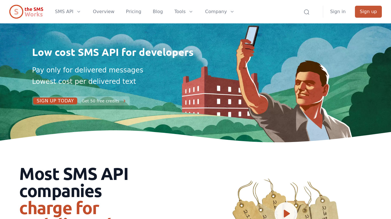 The SMS Works SMS API Landing page
