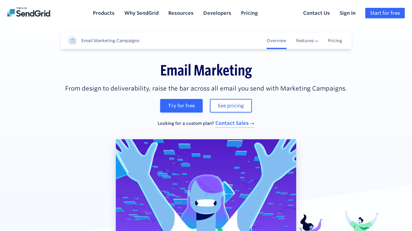 SendGrid Marketing Email Landing page