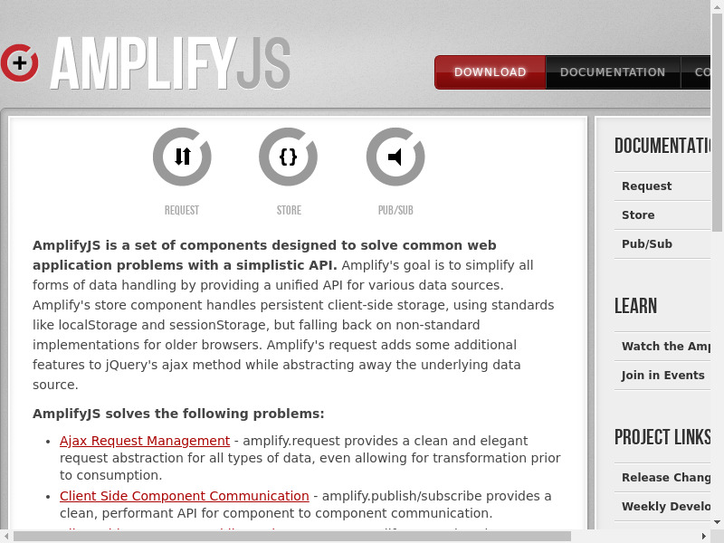 AmplifyJS Landing page