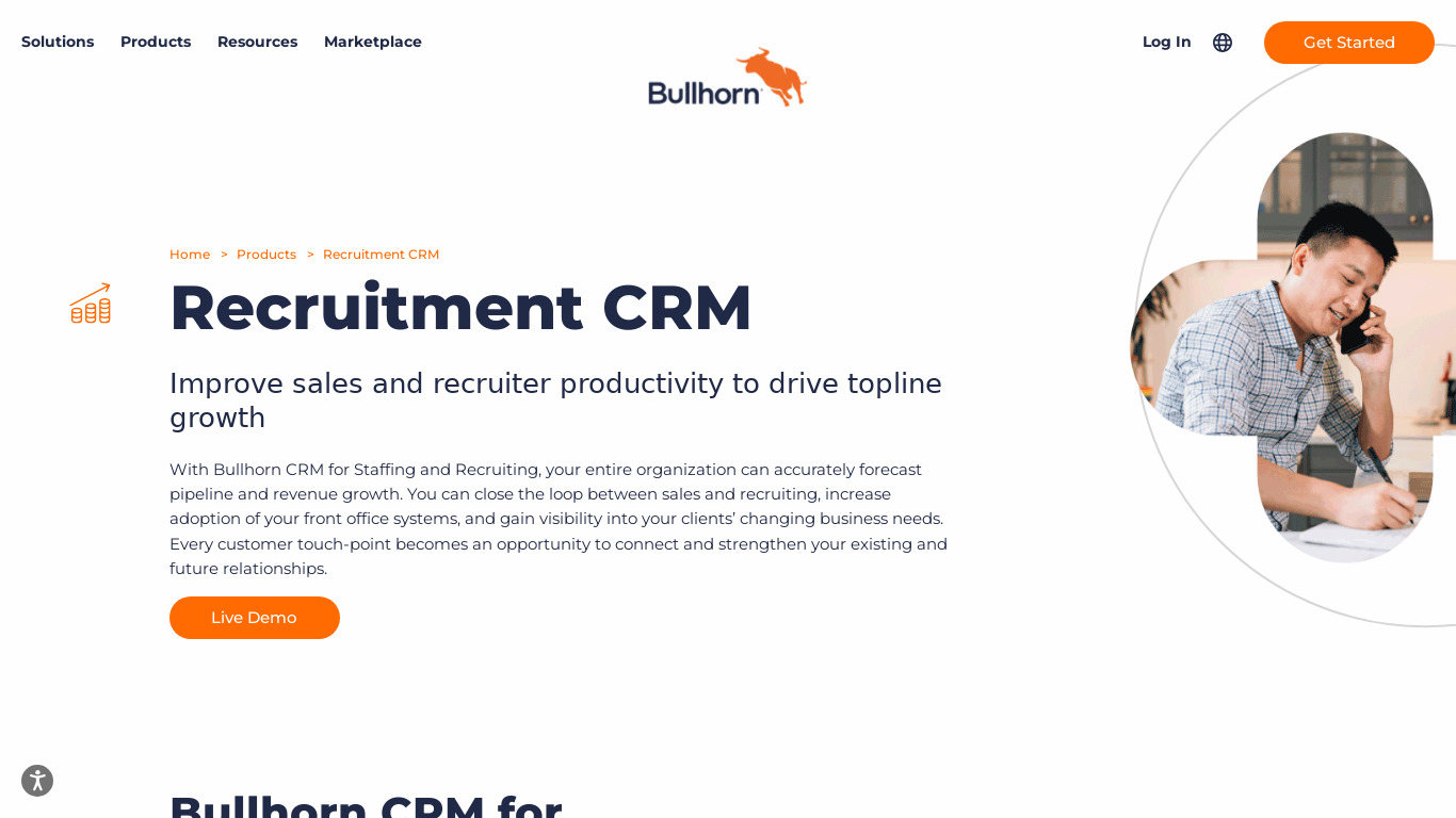 Bullhorn Recruitment CRM Landing page