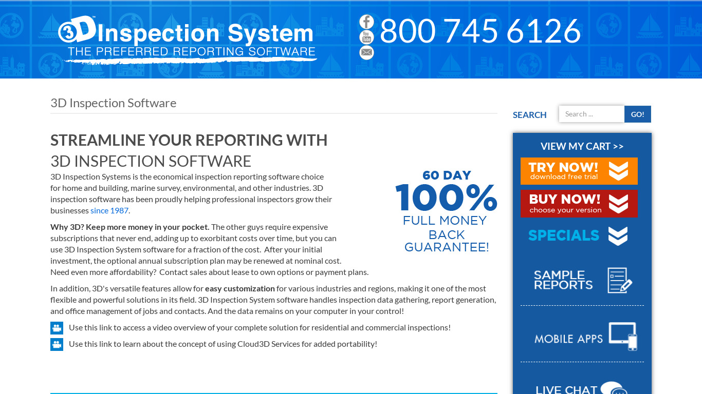 3D Inspection System Landing page