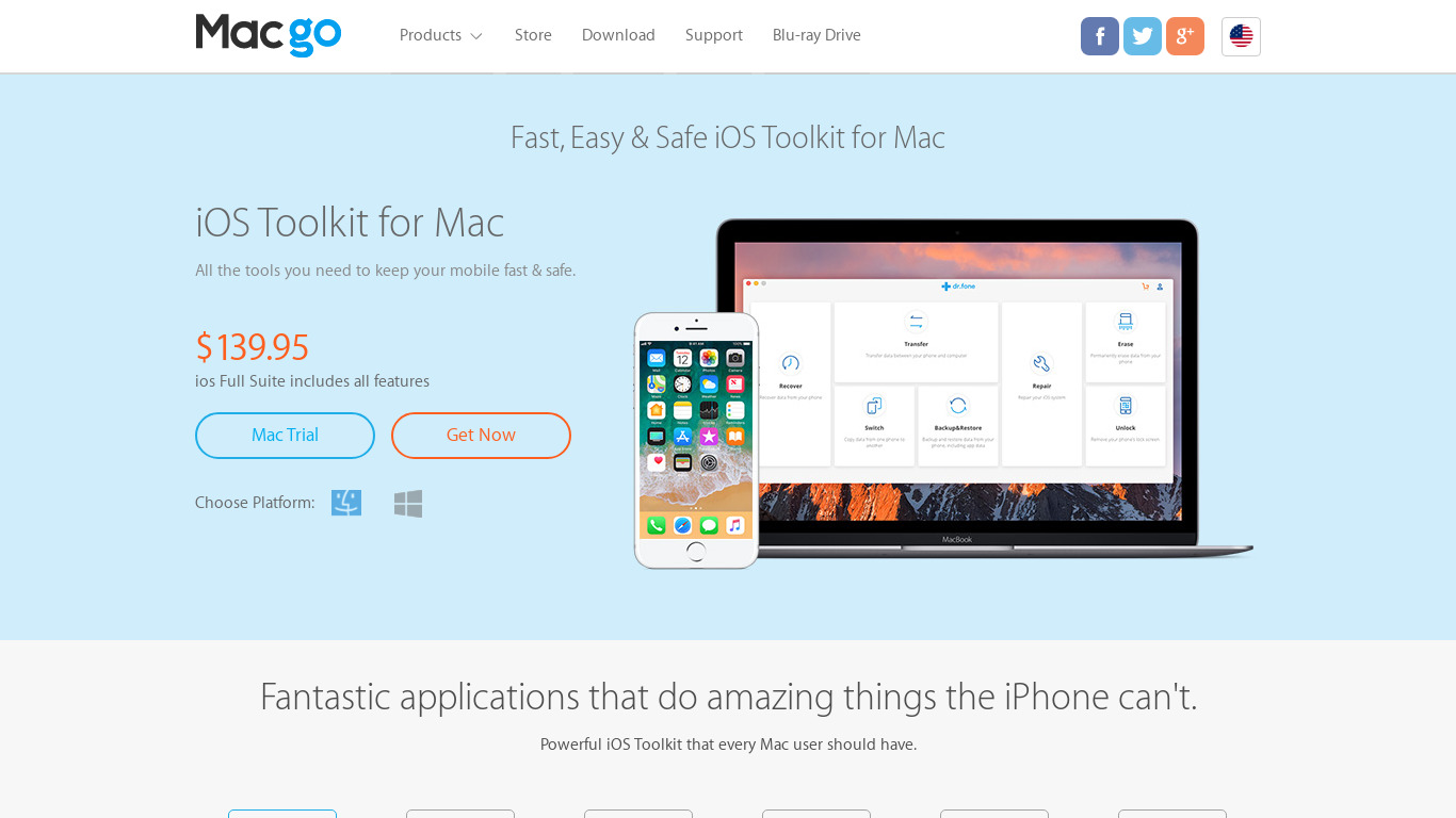Macgo Mac iPhone Data Recovery Landing page
