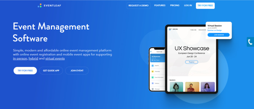 Eventleaf Online Landing Page