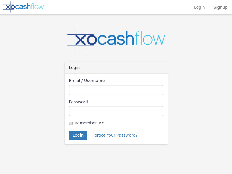 XO Cashflow Landing page