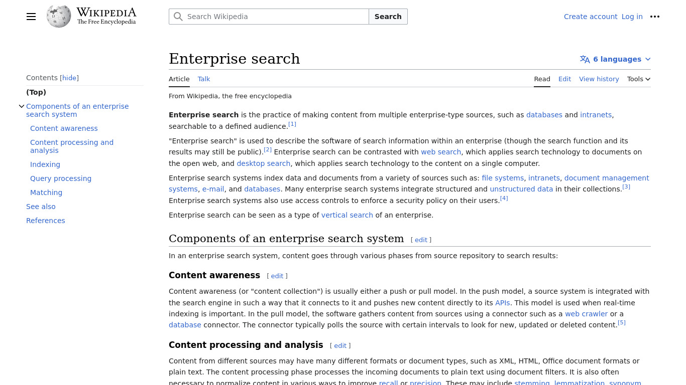 Enterprise Search Landing page