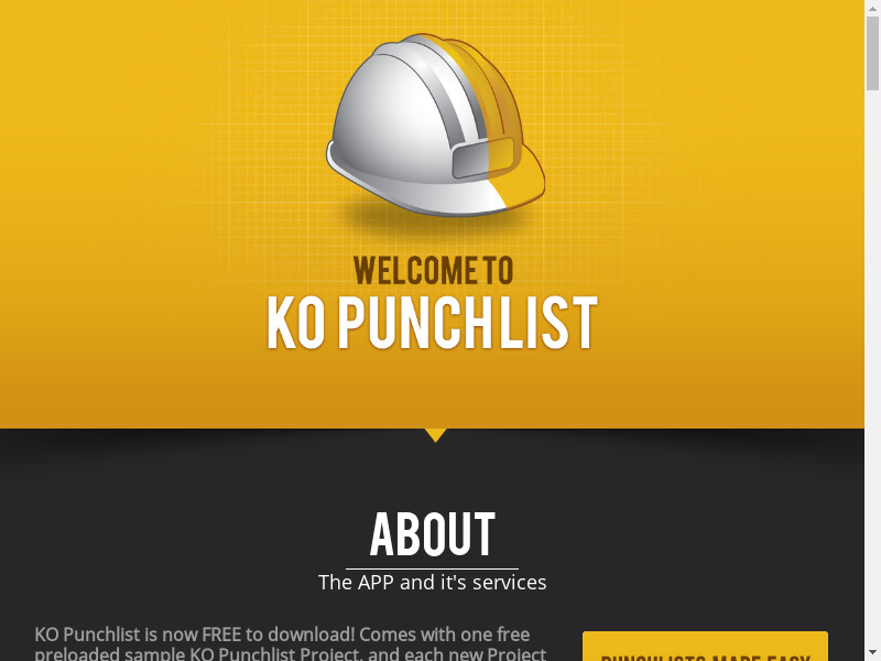 KO Punchlist Landing page