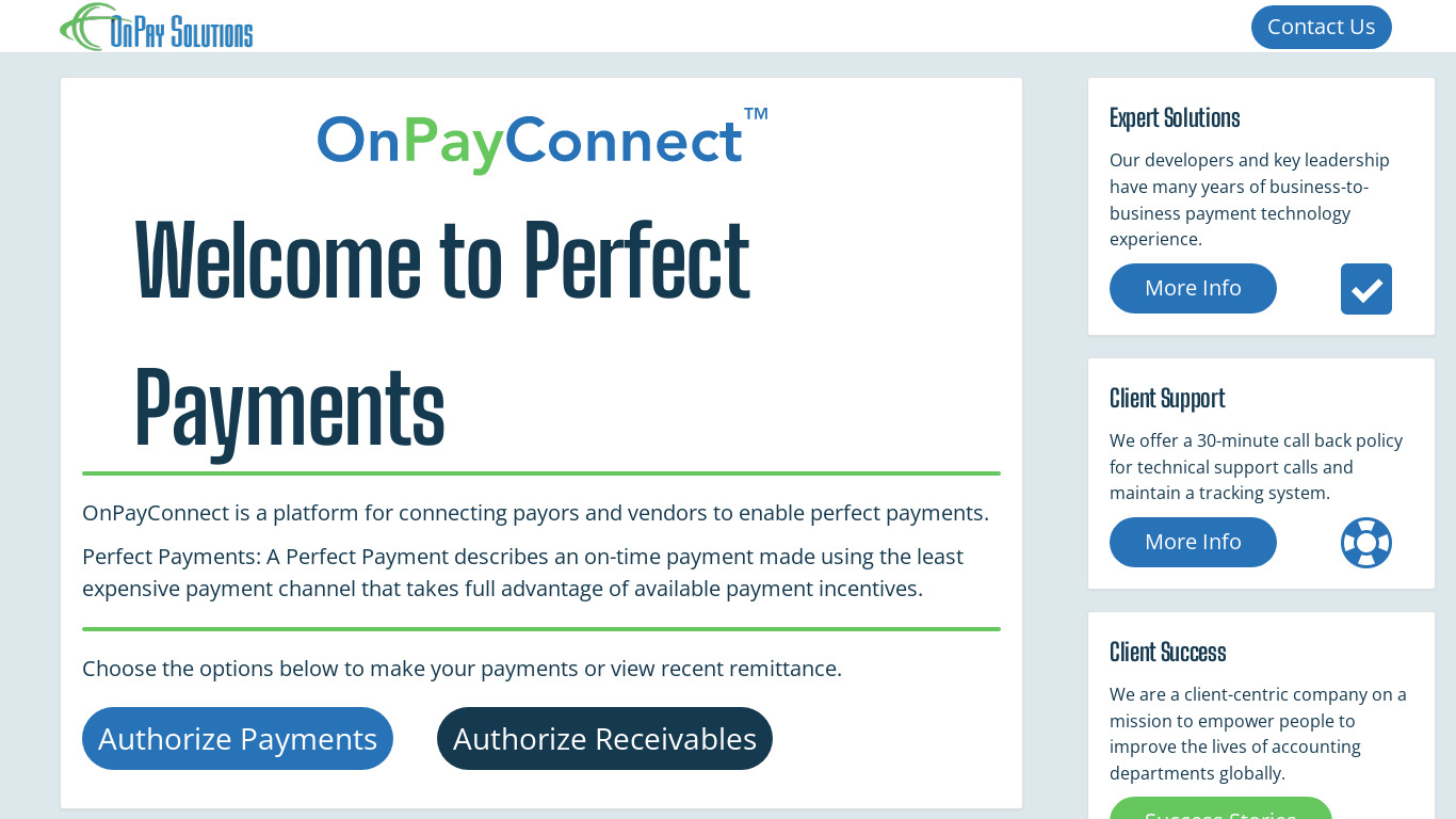 OnPay Connect Landing page