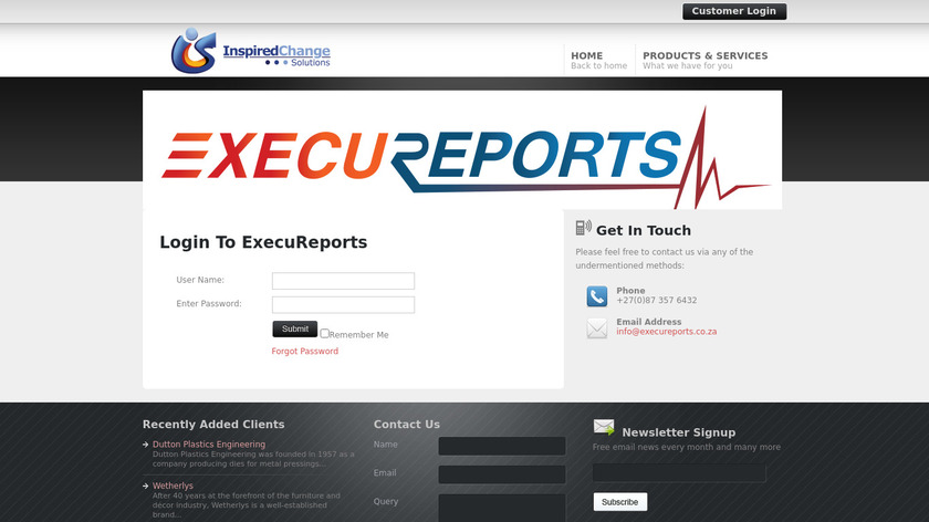 ExecuReports Landing Page
