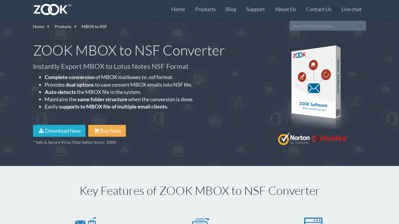 ZOOK MBOX to NSF Converter Landing page