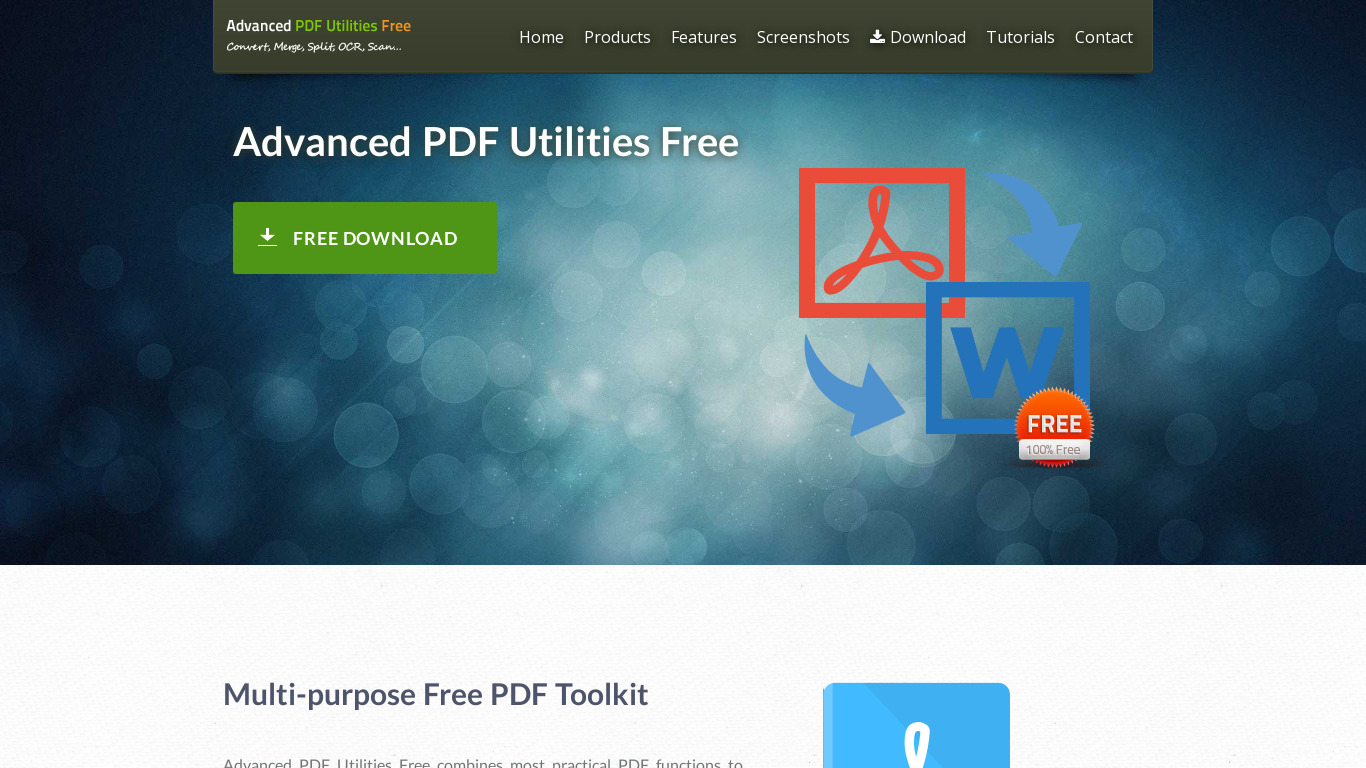 Advanced PDF Utilities Free Landing page