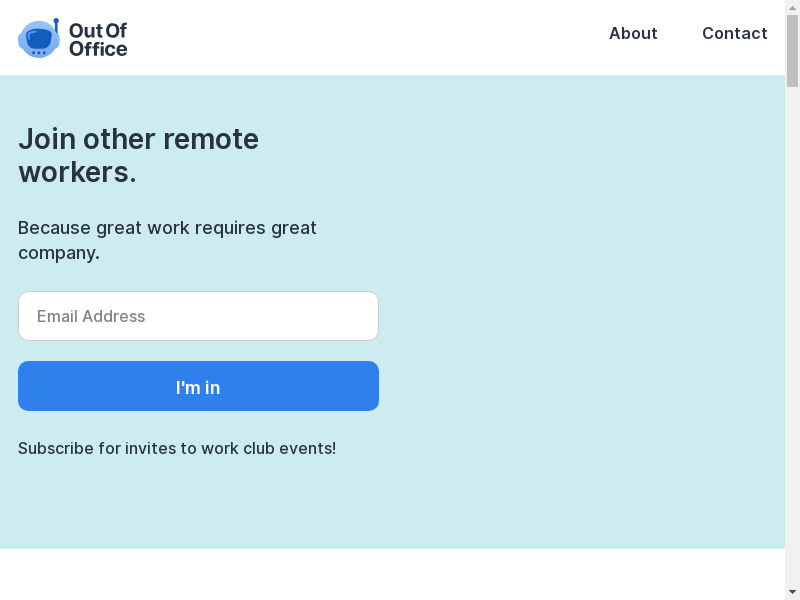 outofoffice.app Work Club Landing page