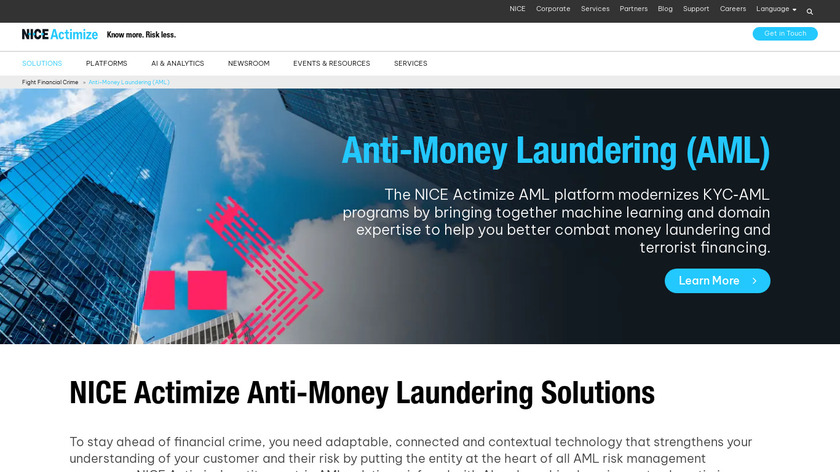 Actimize AML Landing Page