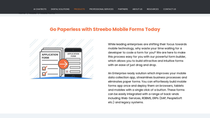 Streebo Mobile Forms Landing Page