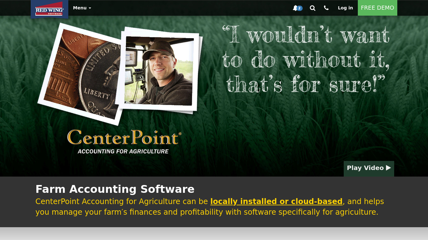 CenterPoint Accounting Software for Agriculture Landing page
