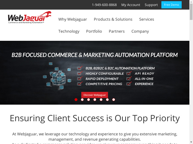WebJaguar eCommerce Suite Landing page