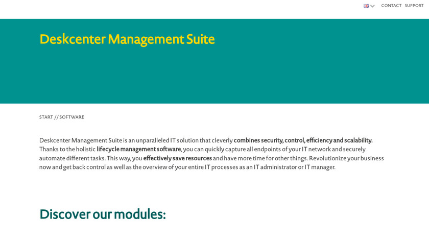 DeskCenter Management Suite Landing Page