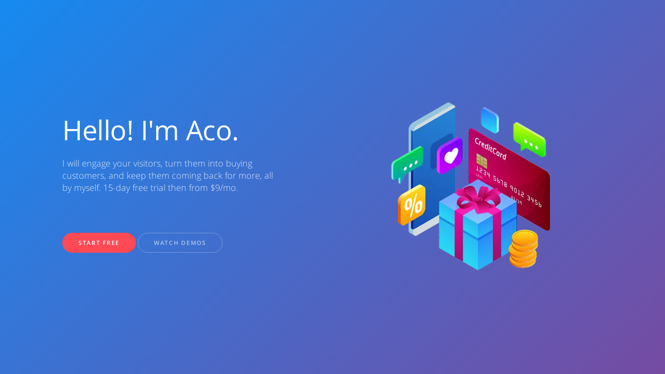 Acobot Live Chat Robot Landing page