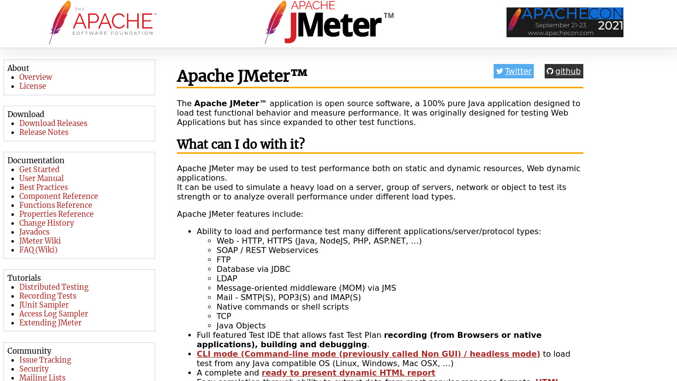 JMeter Landing page